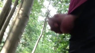 close up pissing in public with my uncut dick