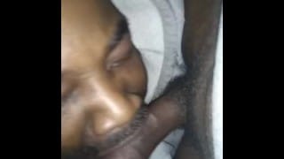 Suckn the delivery mans dick… His dick dances he moans