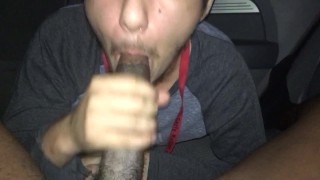 Twink sucks BBC and swallows load