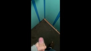 Jerking off and cumming in a public ELEVATOR! I can be seen at any moment!