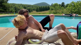 Poolside Play: Rocky Sparks and James Holt Kissing, Frot, Footjob, Spandex, Oral, Handjob, Cumshots