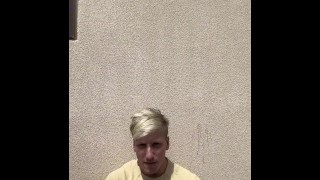 muscled boy Super risky jerk and cum at busstop while waiting for the bus